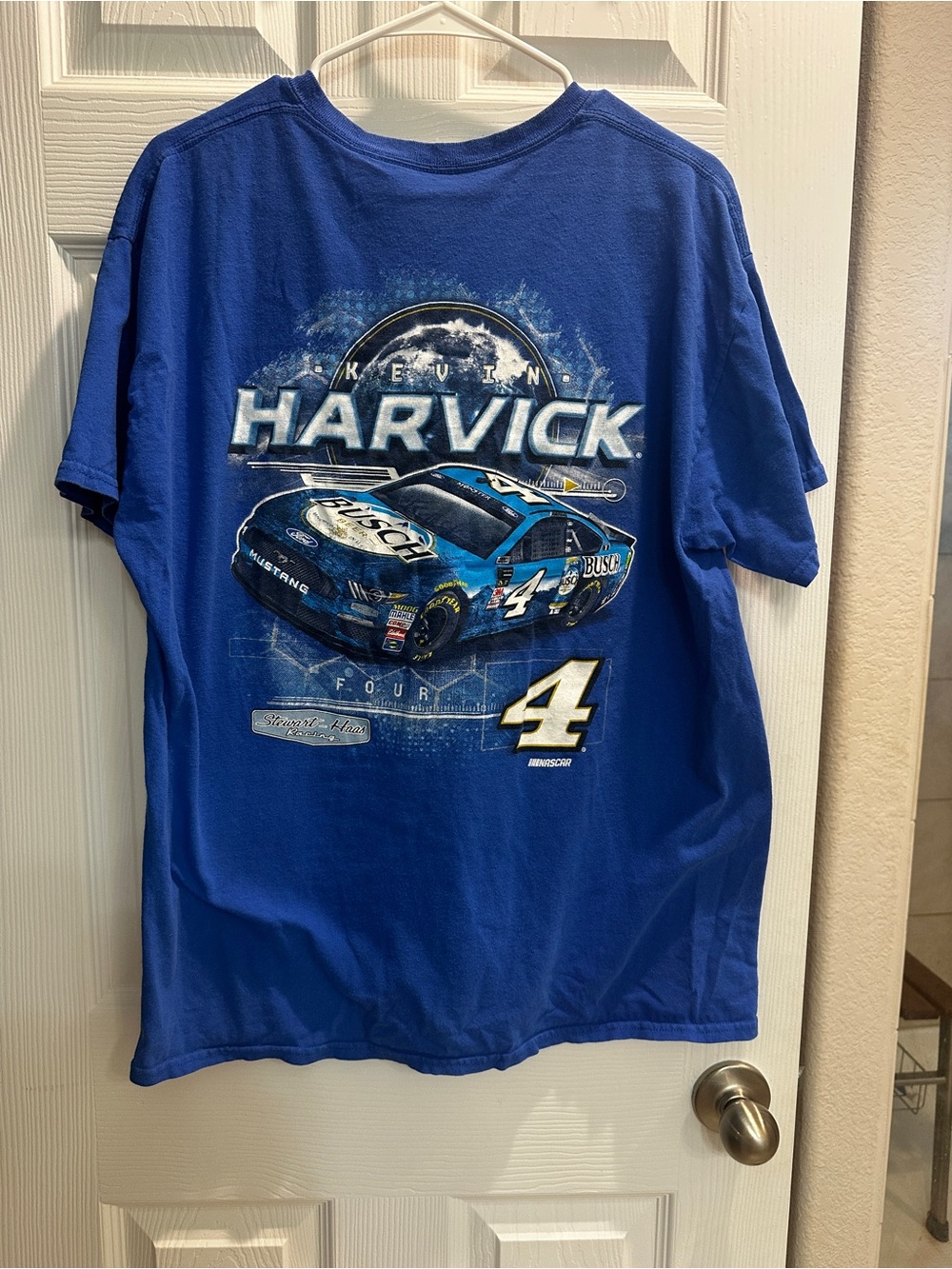 Blue Short Sleeve Racing Graphic Tee